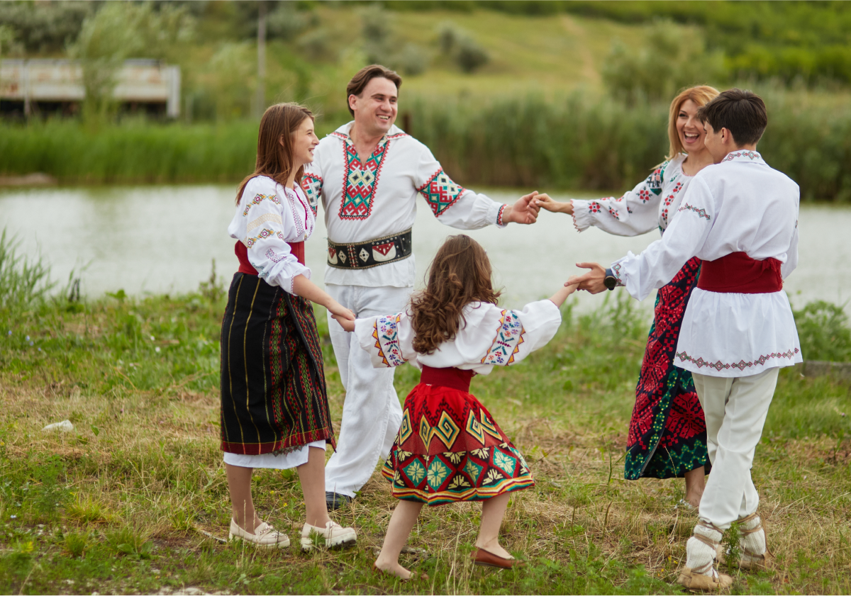 Family in park in Romania