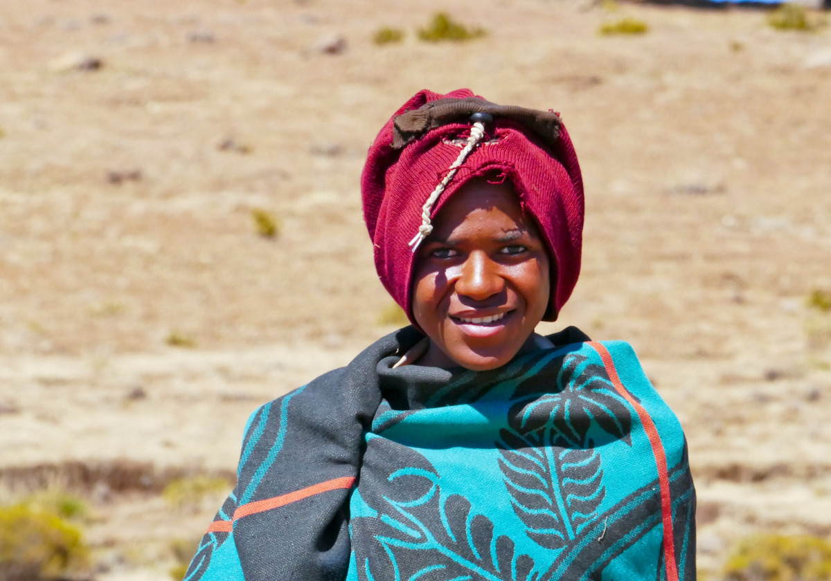 Woman wearing traditional clothing in Lesotho