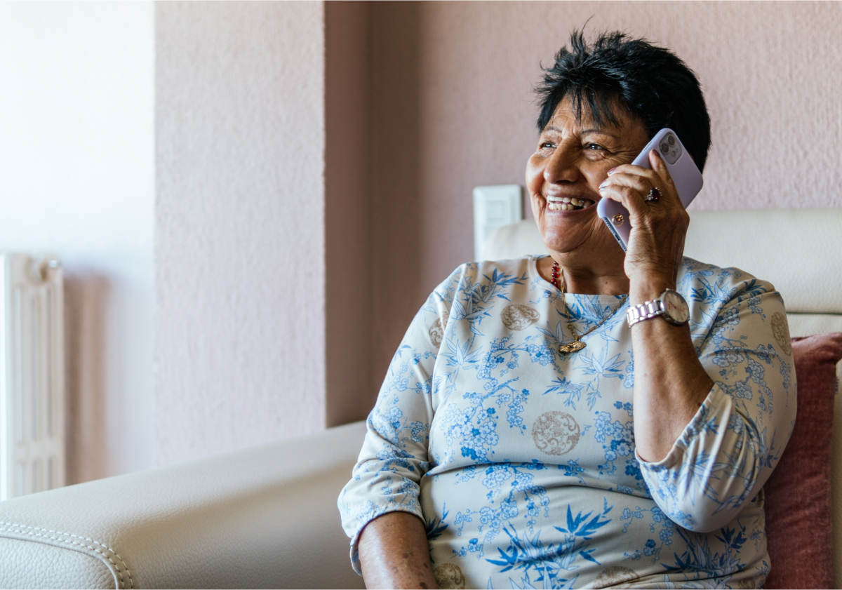 Woman on cell phone in Ecuador