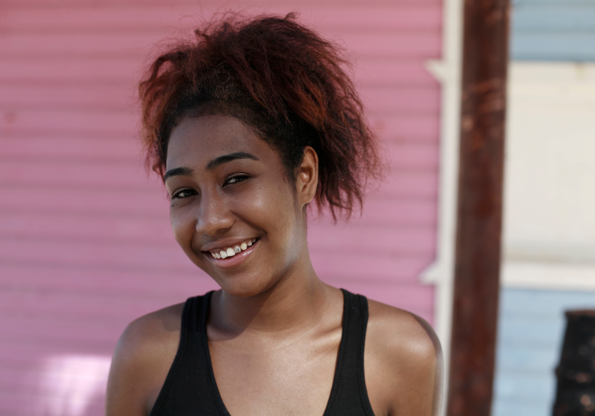 Woman smiling in Sint Maarten