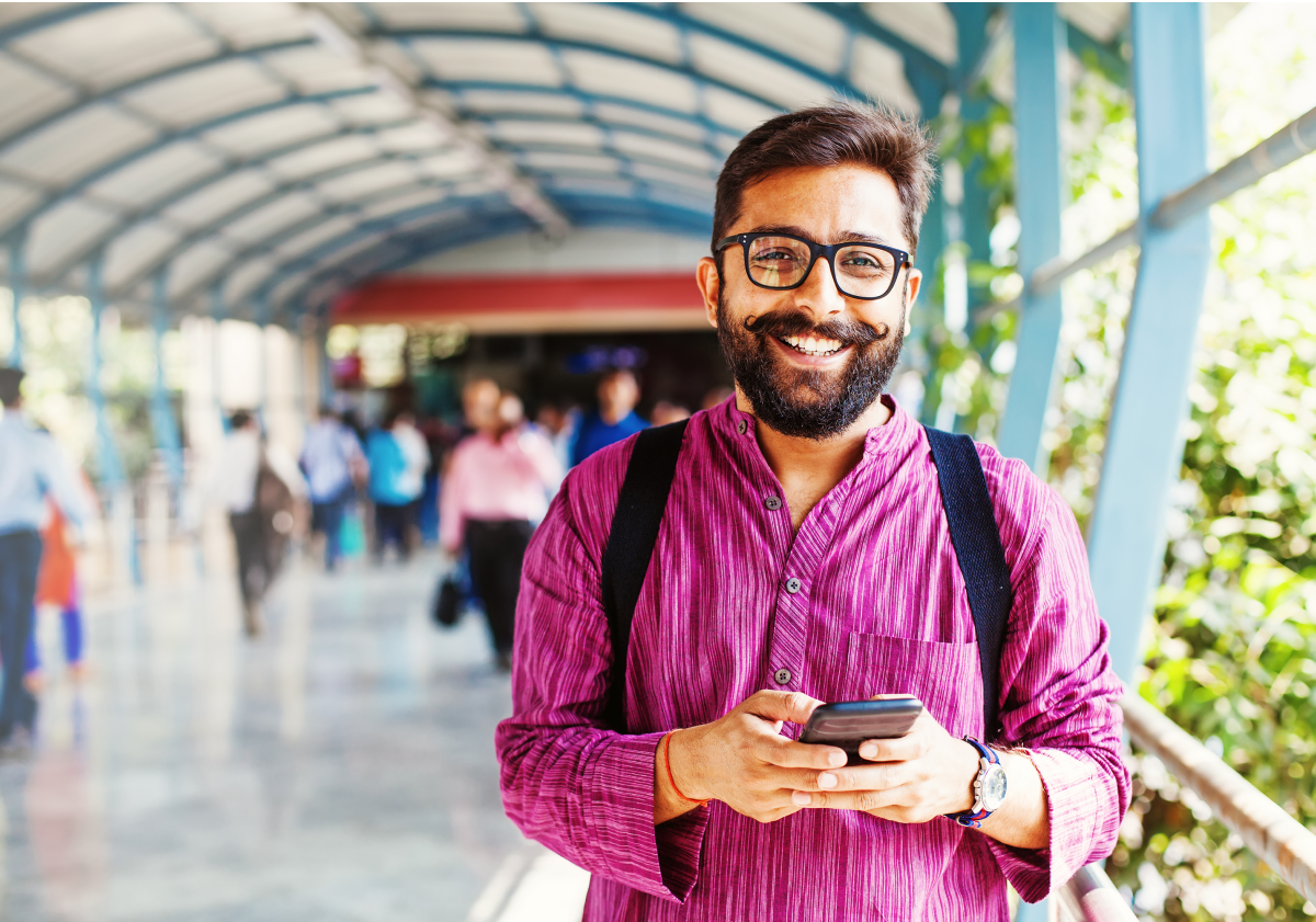 Man on cell phone in India