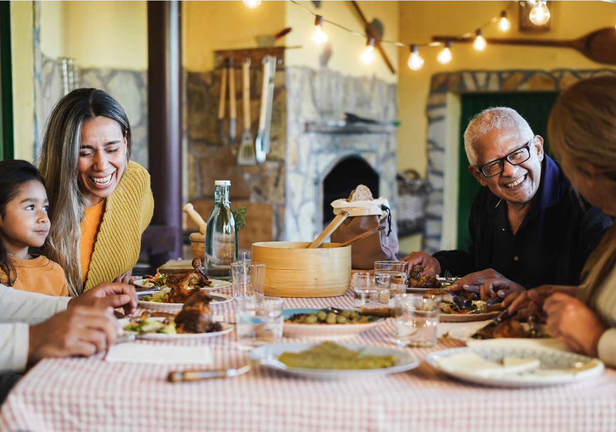 Photo of family eating a meal in Argentina