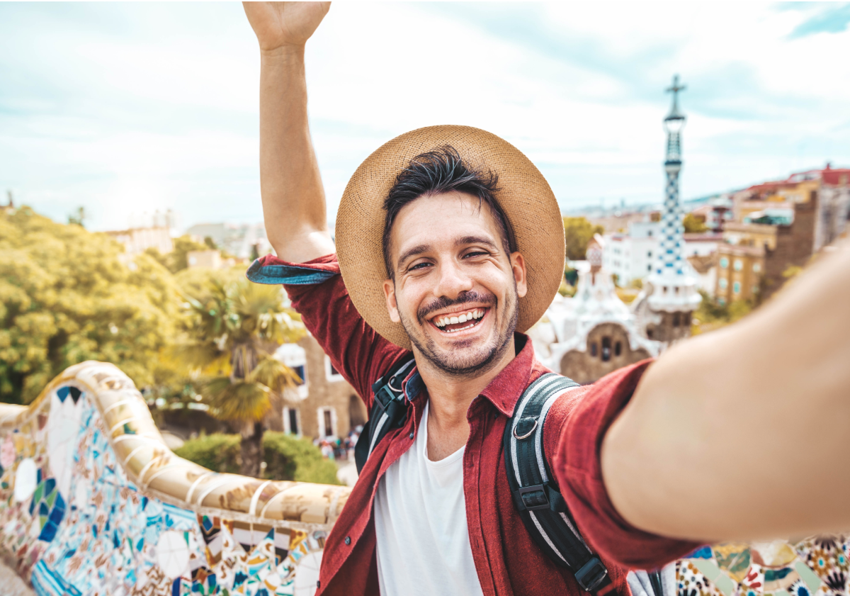 Photo of a man taking a selfie in Spain
