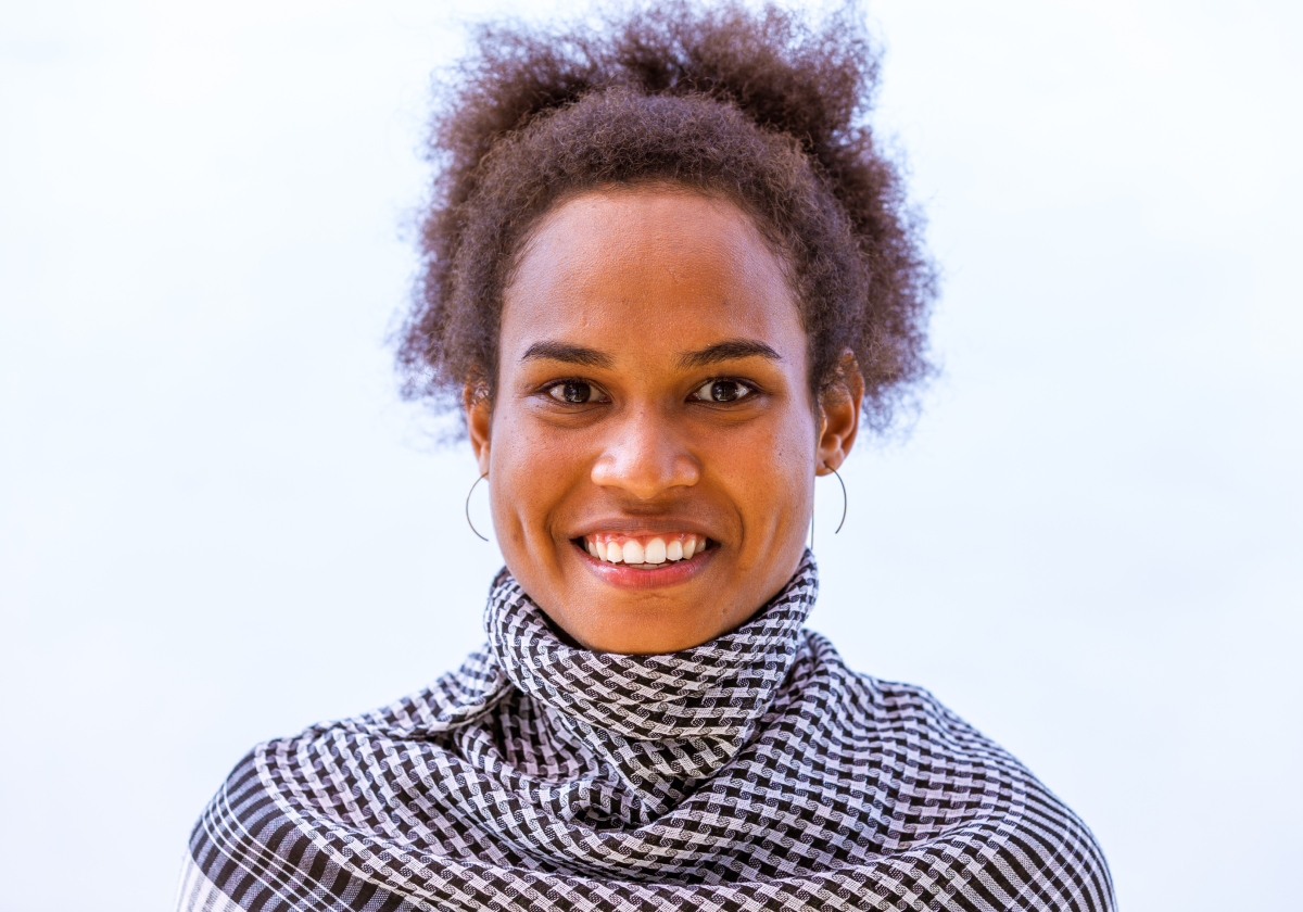 Woman smiling in Micronesia