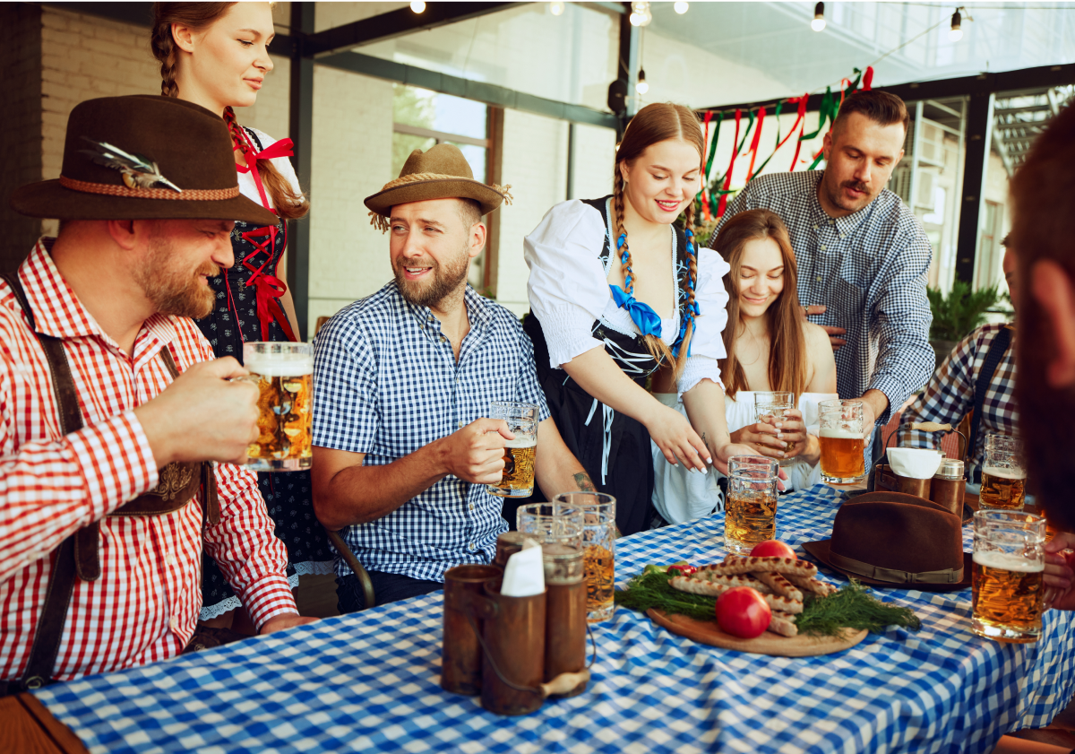 Friends enjoying a meal in Germany